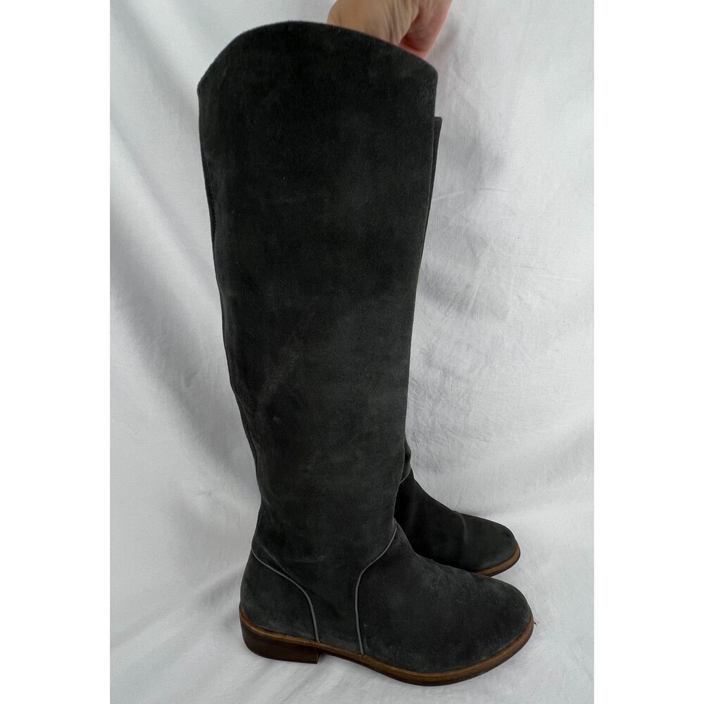 UGG Daley Women 9 Gray Suede Tall Riding Boots Leather Equestrian Zip